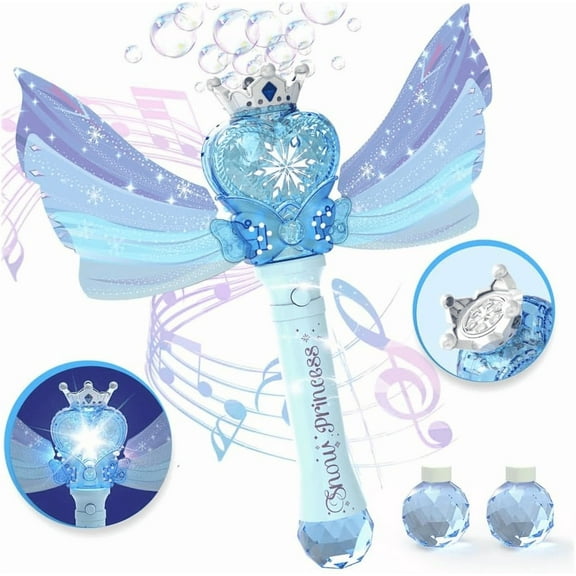 Bubble Wand for Kids Girls, Bubble Machine with LED Light Music, Outdoor Party Toys for Toddlers with 2 Bubble Solutions, Ideal Birthday Gifts for 3 4 -12 Year Old Girls