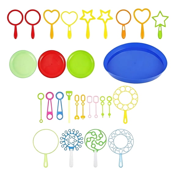 Bubble Wands Set with Tray, Colorful Bubble Wands with Matching Tray, Summer Outdoor Activity Toy, Great Gift for Kids, Party Decor & Giveaway Supplies