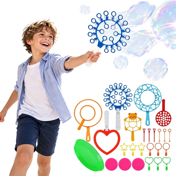 Bubble Wands Set with Tray, Kids Outdoor Bubble Play Set, Multi Style Bubble Wands with Tray, Fun Game for Birthday Parties, Carnival and Family Events
