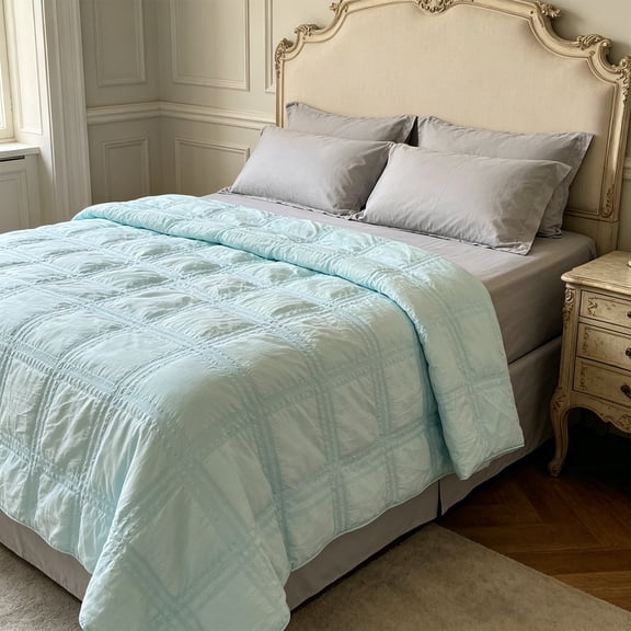 Bubble Washed Cotton Summer Quilt Full Size 200x150cm Lightweight Breathable Bedding for Hot Weather 1 Piece