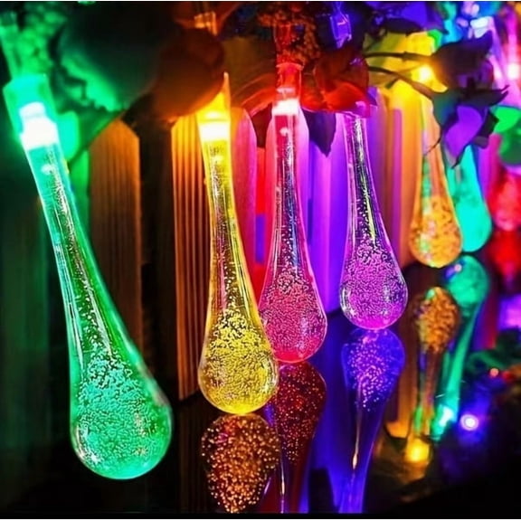 Bubble Water Drop Fairy Lights Battery Operated 33ft 100LED Waterproof Outdoor String Lights for Garden Patio Balcony Decor Warm White