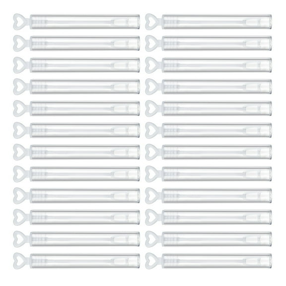 ifundom 24Pcs Wedding Bubble Wands Set with Plastic Heart Handles, Refillable Transparent Bubble Bottles, Easy to Use Party Favors