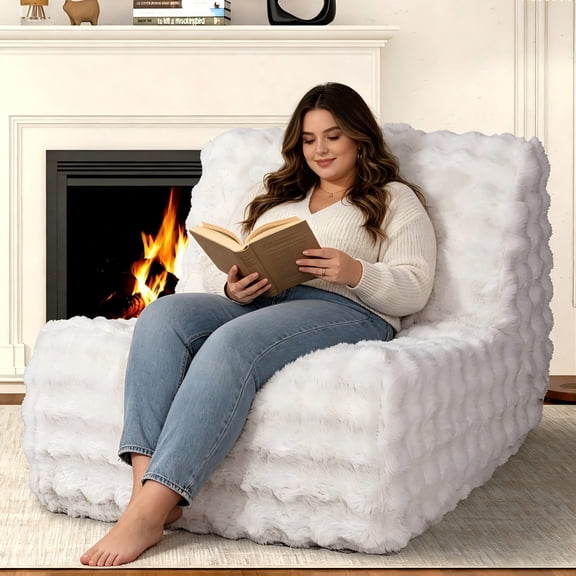 Bubble White Bag Chair for Adults, Giant Lazy Floor Bubble Sofa with Soft