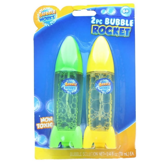 Bubble Workz 2-Piece Bubble Rocket Pack | Green & Yellow
