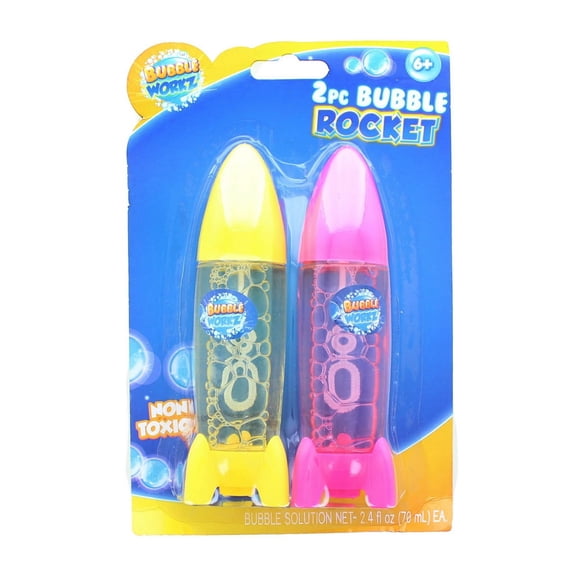 Bubble Workz 2-Piece Bubble Rocket Pack | Pink & Yellow