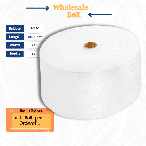 Bubble Wrap - 300 Foot Long 3/16" 12 inch Depth for Packages and Fragile Products