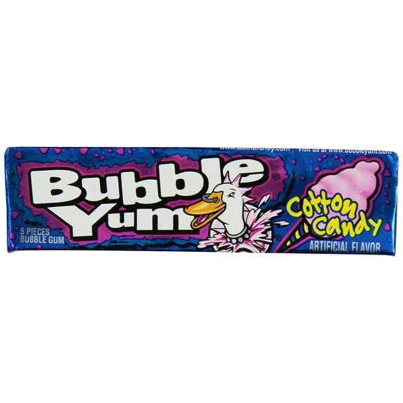 Bubble Yum Cotton Candy Bubble Gum - Soft and Easy to Chew, Long-Lasting Original Flavor - 5 Pieces, Pack of 18
