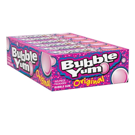 Bubble Yum Original Chewy Bubble Gum, Packs 1.4 oz, 18 Count, 5 Pieces