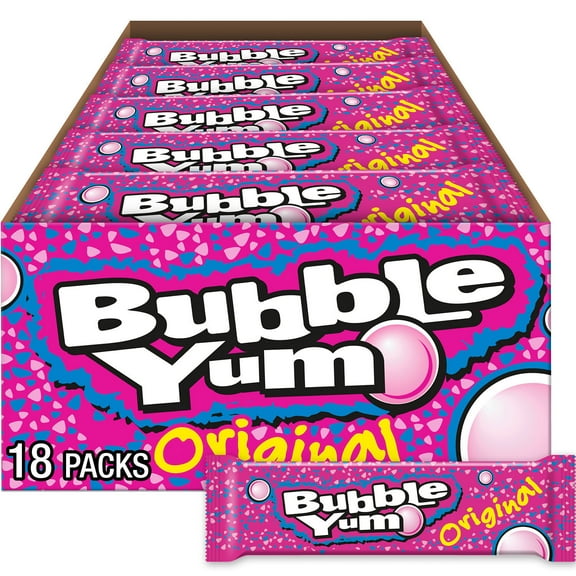 Bubble Yum Original Chewy Bubble Gum, Packs 1.4 oz, 18 Count