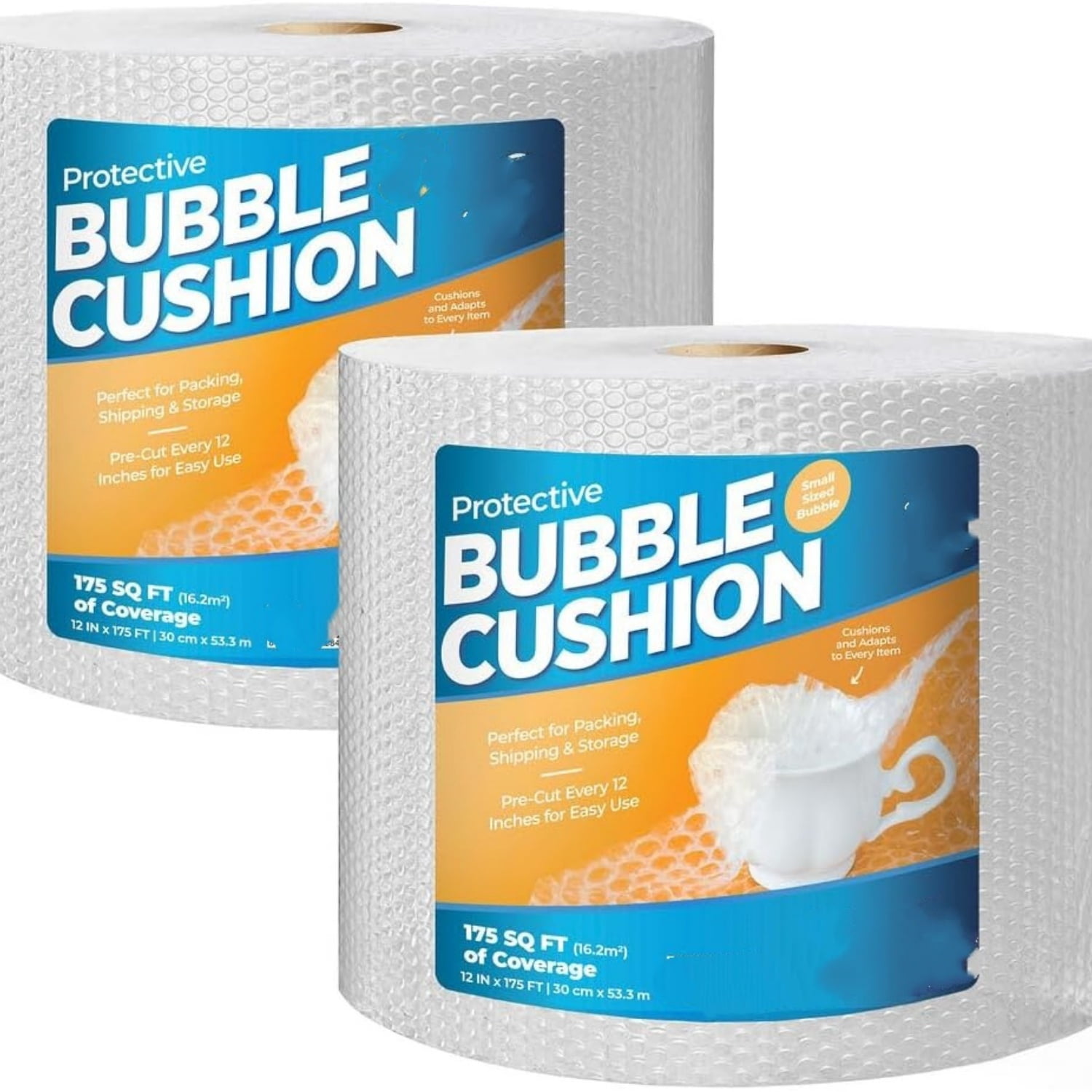 Bubble cushion Wrap for Packing & Moving - 12" Width X 175 FT - Bubble cushion Wrap for Moving, Extra Protection Packaging Boxes & Mailers, Perforated Every 12 IN, Clear Cushioning Wrap (2 pack)