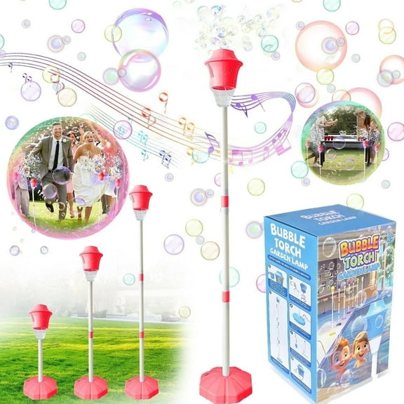 SINGOMON Bubble Machine, Outdoor Stand, with LED Light, Rechargeable, Adjustable Height, Suitable for Weddings and Birthday Parties, Red