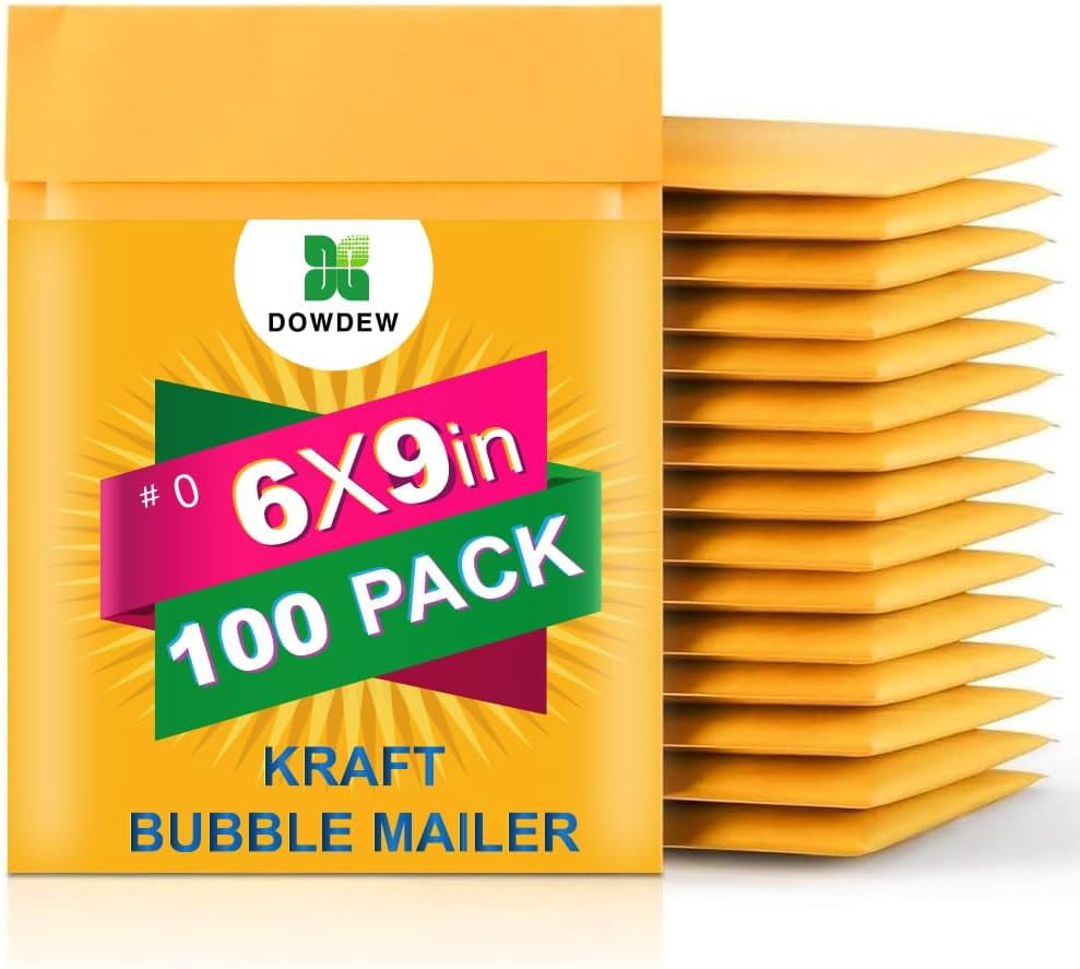 Bubble mailer envelopes [100 pack] mailing packaging envelopes #0 (6 inches by 9 inches)