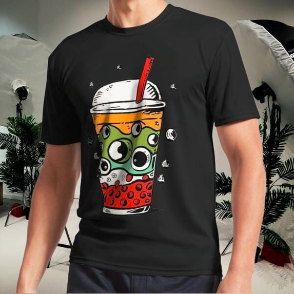 Bubble tea, simple drawing Active T-Shirt Logo Men's T-Shirt Funny Size ...