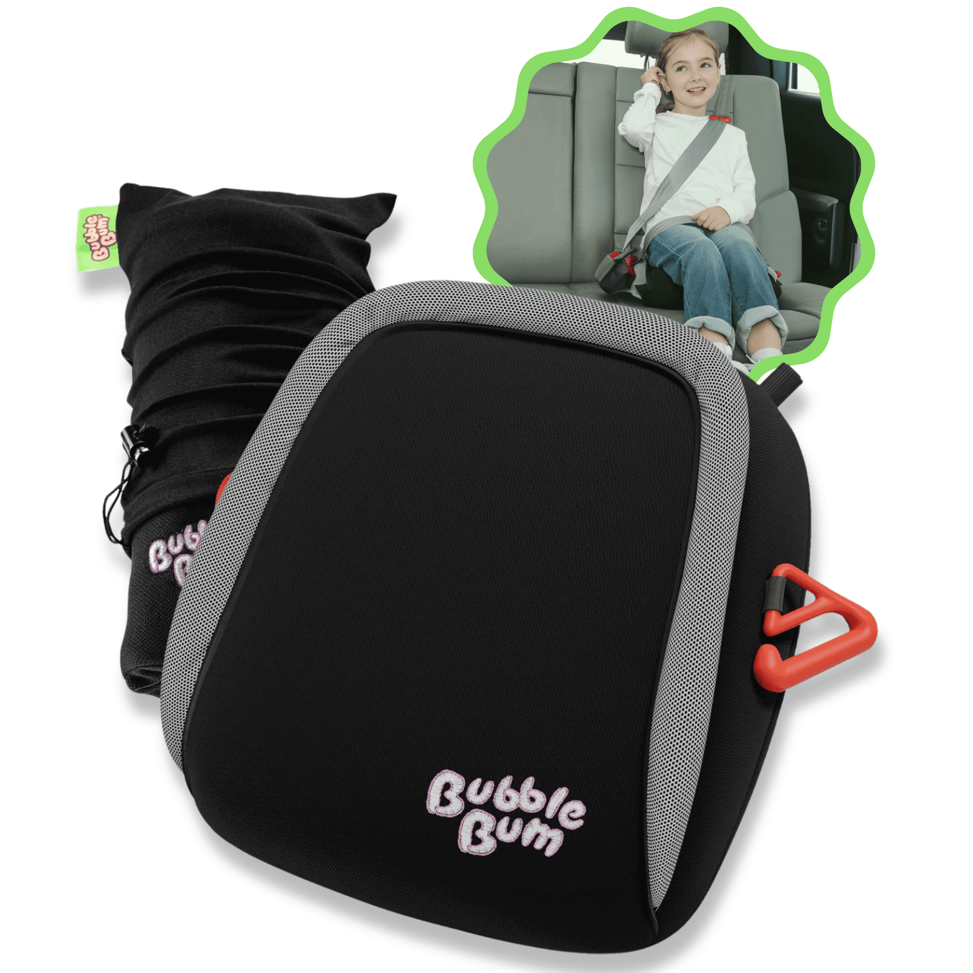 BubbleBum Booster Seats Inflatable Booster Car Seats for Kids Aged 4 to 11 Years, Black Style