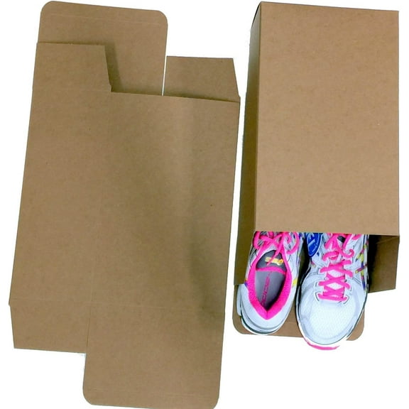 Bubblefast 50 One Piece Reverse Tuck Carton Storage Shoe Boxes for Large Shoes 50