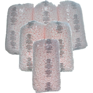 Bubblefast Brand 21 cu. ft. 135 gallons Pink Anti Static Packing Peanuts Popcorn made from 100% Recycled Material 3.5 cu. ft x 6 Bags