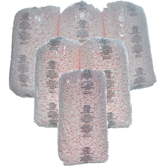 Bubblefast Brand 21 cu. ft. 135 gallons Pink Anti Static Packing Peanuts Popcorn made from 100% Recycled Material 3.5 cu. ft x 6 Bags