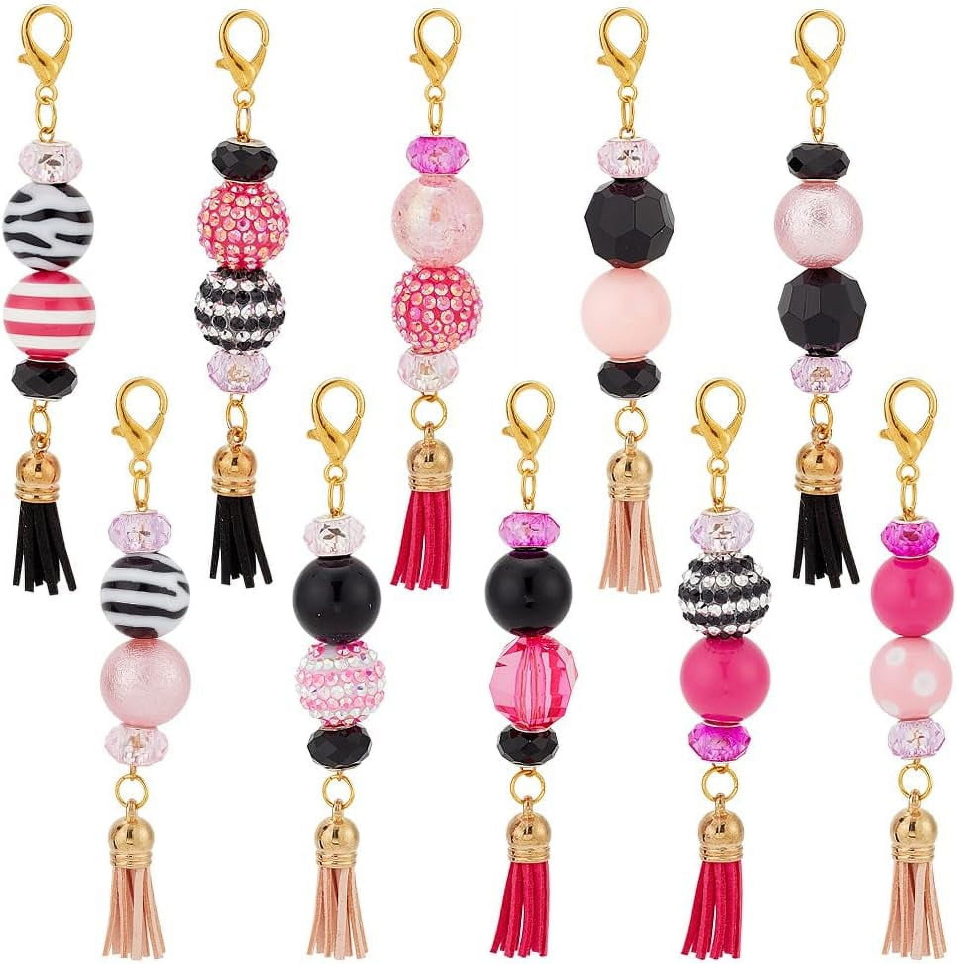 Bubblegum Bead Keychain Charms Decoration with Tassel Pendant Chunk ...