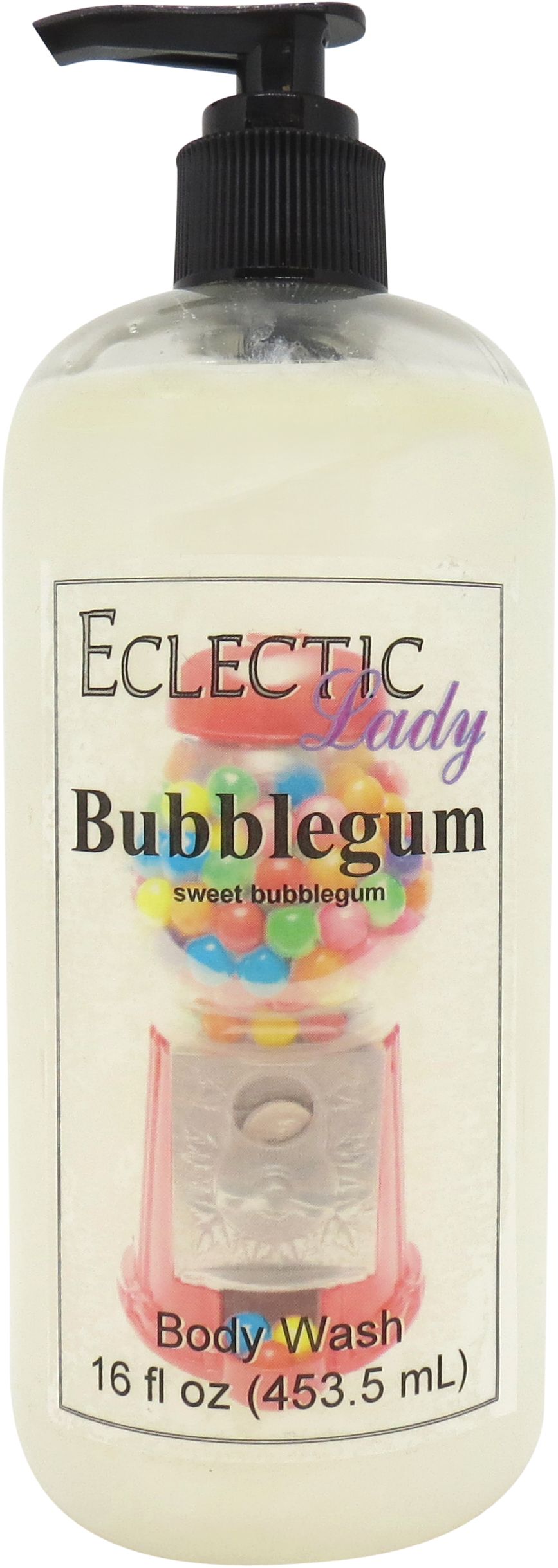 Bubblegum Body Wash by Eclectic Lady, Liquid Shower Gel for Women and Men, 16 Ounces