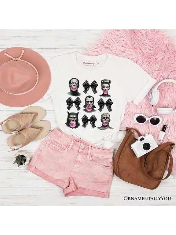 Bubblegum Classic Monster T-Shirt, Funny Coquette Bow Tee with Retro Style