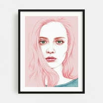 Bubblegum - Illustration Modern Art Portrait Pastel Fashion Surrealism Minimalist Pop Art Black Framed Wall Art Print 5 x 7 inches