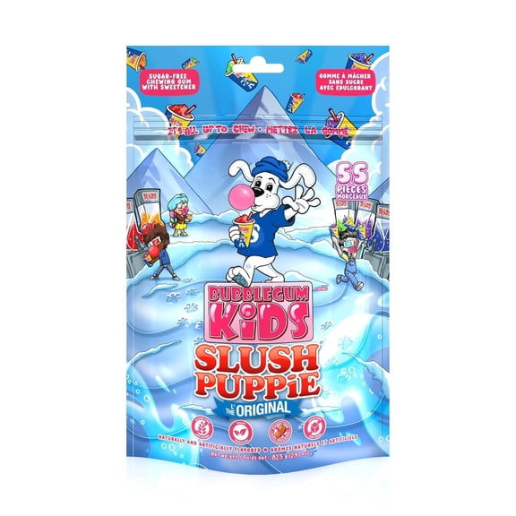 Bubblegum Kids Slush Puppie Sugar Free Gum with Xylitol, Low Sugar Chewing Gum, Mixed Fruit Flavor, 55 Count