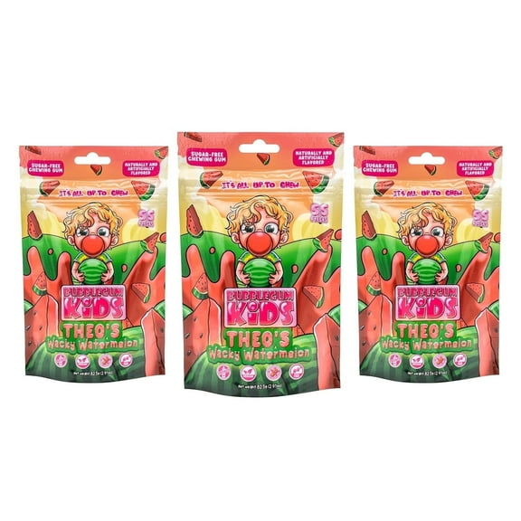 Bubblegum Kids Sugar-Free Gum, Healthy Xylitol, Watermelon, 3 Pack, 165 Pieces