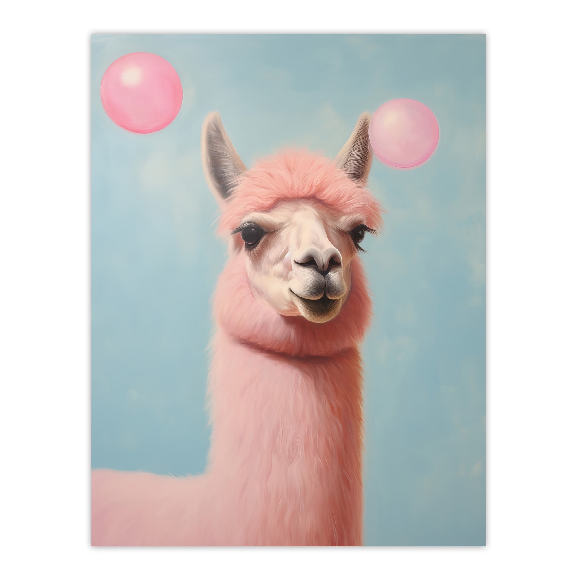 Bubblegum Llama Pastel Pink Blue Fun Kids Large Wall Art Poster Print ...