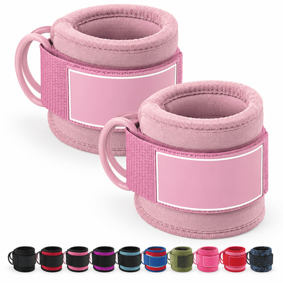 Bubblegum Pink - Pair Weight Lifting Straps with Padding for Lower Body and Glute Workouts