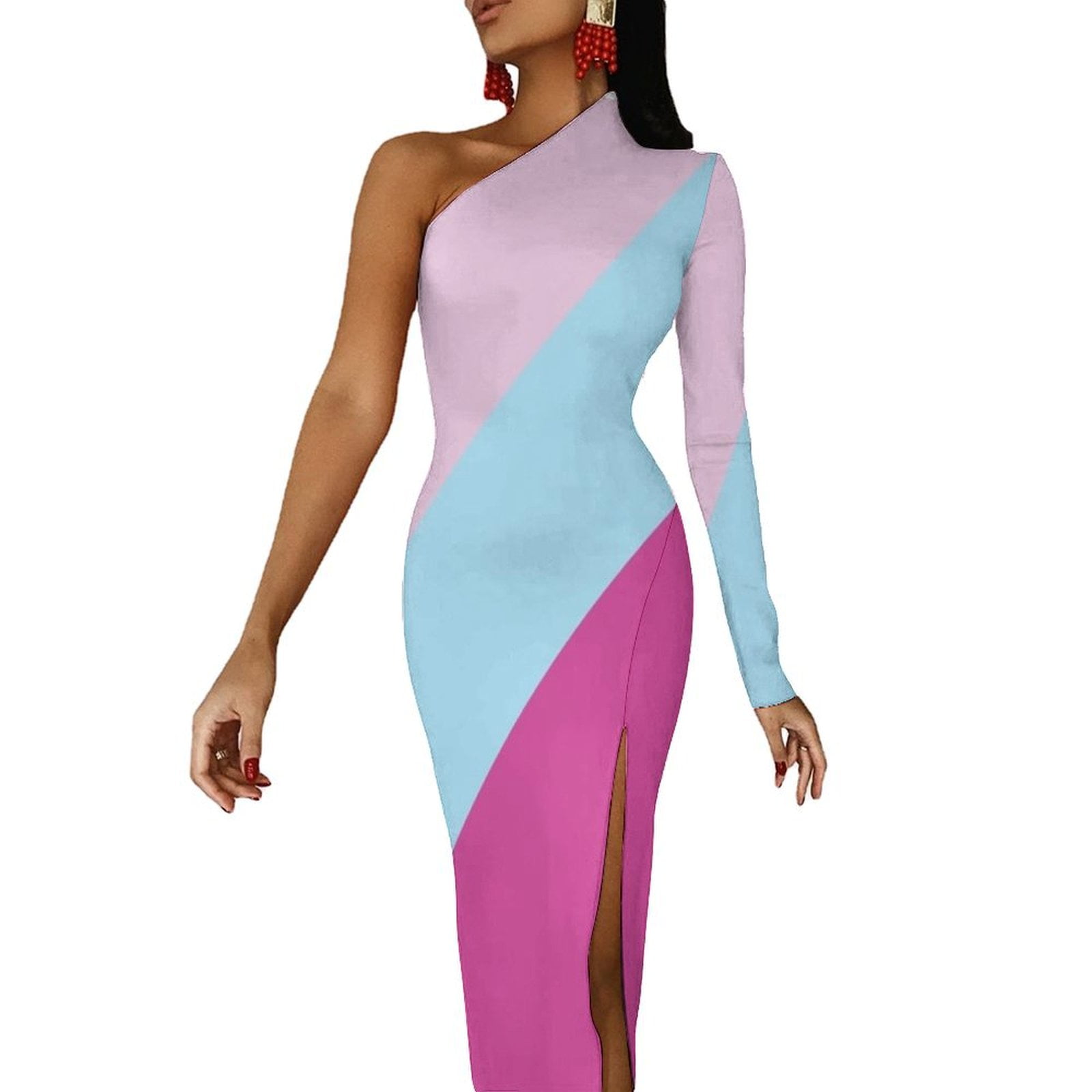 Bubblegum Wall Half Dleeve Split Dress long dress women summer dress