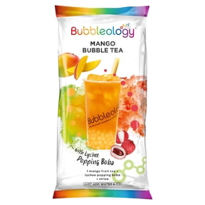 Bubbleology Mango Bubble Tea with Lychee Popping Boba 102.5g + 35ml, Imported from Britain