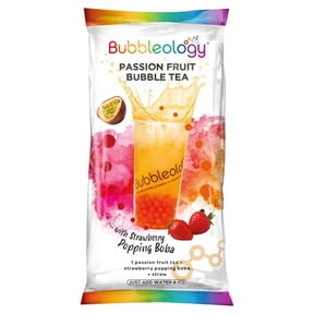 Bubbleology Passion Fruit Bubble Tea with Strawberry Popping Boba 135g, British Import (Pack of 6)