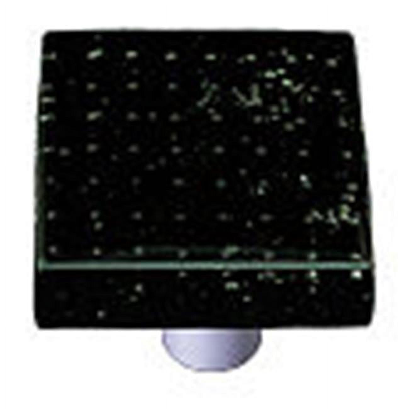 Bubbles Black Square Glass Cabinet Knob - Black Post