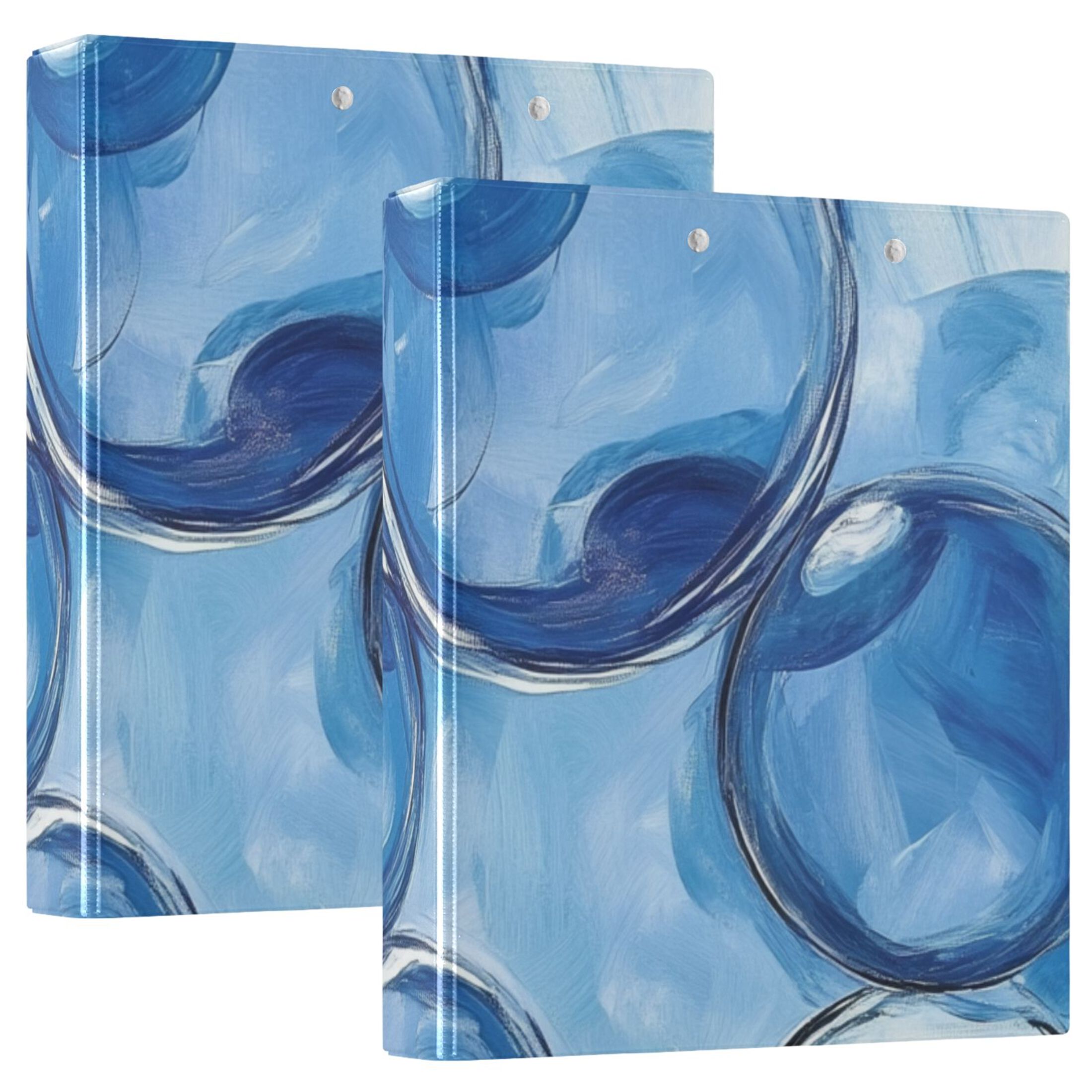 Bubbles Blue 3 Ring Binders 1.5 inch Hardcover File Folders with Interior Pockets A4 Size Organizer for School Office Hospital