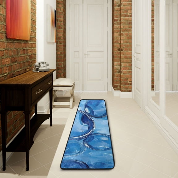 Bubbles Blue Runner Rug Non Slip 7224 in Ares Rugs for Bedroom Bathroom Living Room