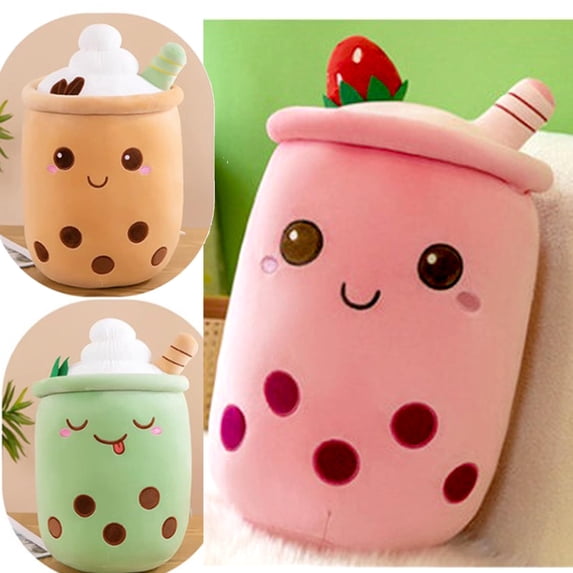 Bubbles Boba Plushie/Plush/Plushy Milk Tea Boba Throw Pillow Matcha 9.8" Inches