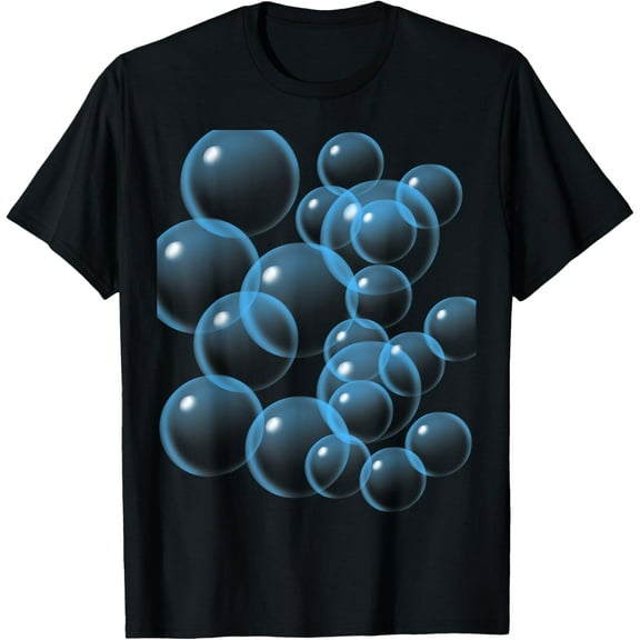 Bubbles Bright Blue Fun Whimsical Play Happy Feelings Cool T-Shirt men and women can wear,black,white,creative gift