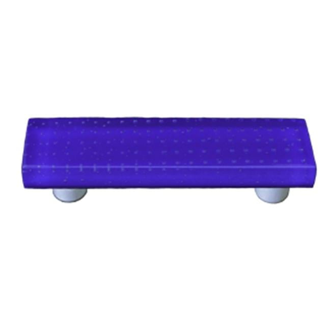 Deep Cobalt Blue Glass Rectangle Bar Pull with Aluminum Posts