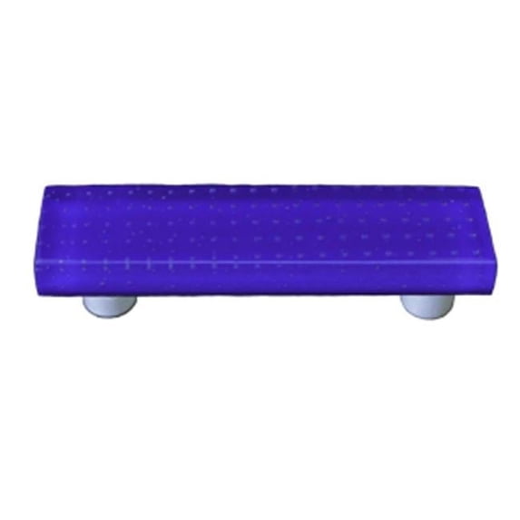 Bubbles Deep Cobalt Blue Rectangle Glass Cabinet Pull - Black Post
