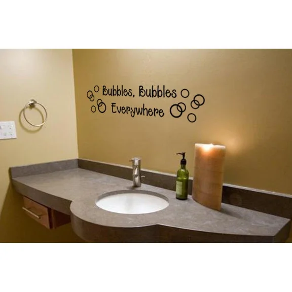 Bubbles Everywhere Bathroom Bath Vinyl Wall Decal Words Lettering Sticker Decor