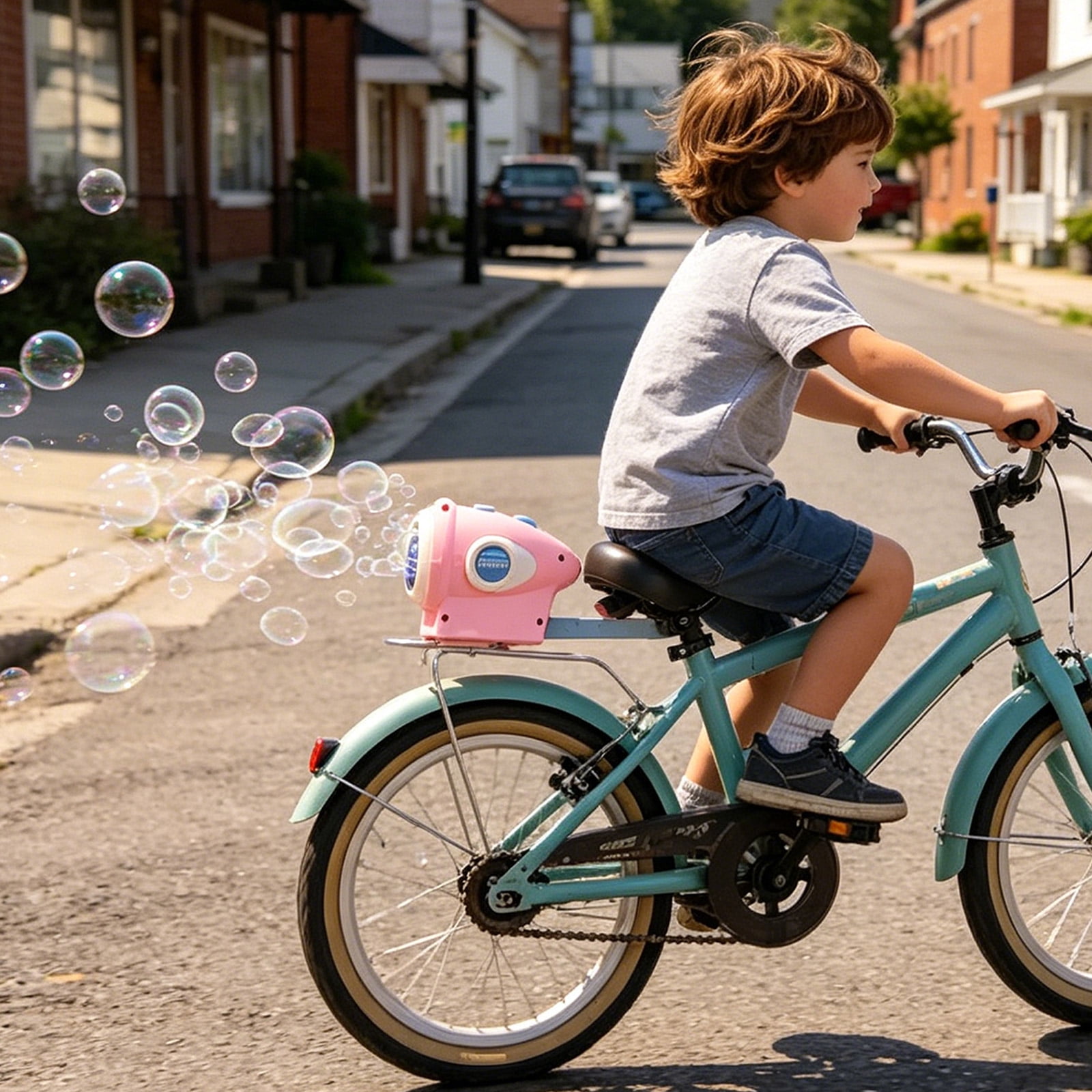 Bubbles for Kids, Automatic Bubble Maker for Bikes, Portable Lightweight Bubble Blower Machine with Bright Colors, Hands-Free Fun for Outdoor Bike Rides Festivals & Family Parties