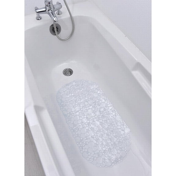 Evideco French Home Goods Bathtub Mat Bubbles Oval Non-Slip Clear 28L x 15W