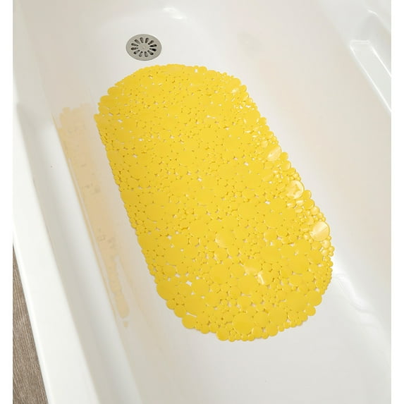 Bubbles Non-Slip Oval Bathtub Mat Solid Yellow 28 L X 15 W