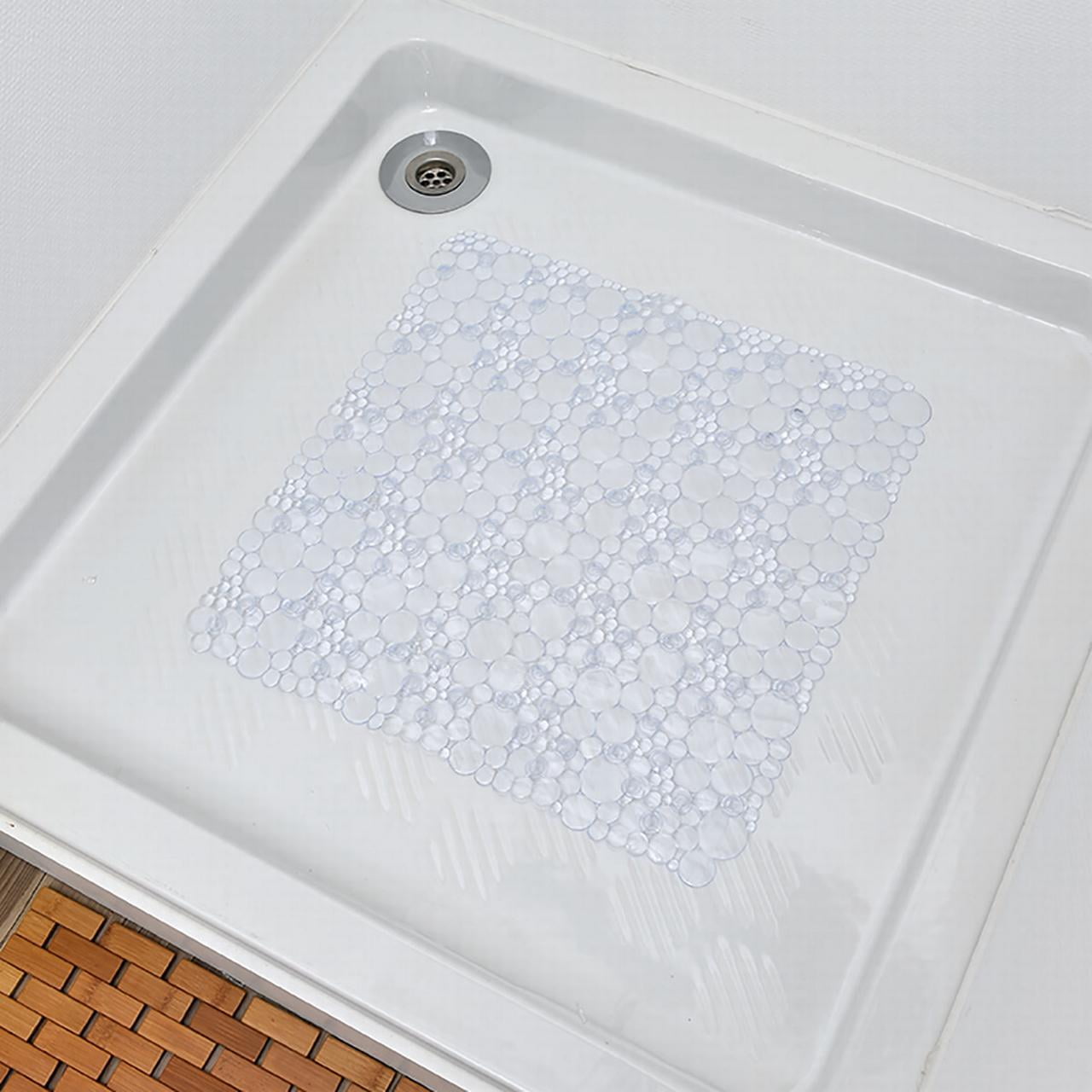 Clear PVC Non-Slip Square Shower Mat with Bubble Design