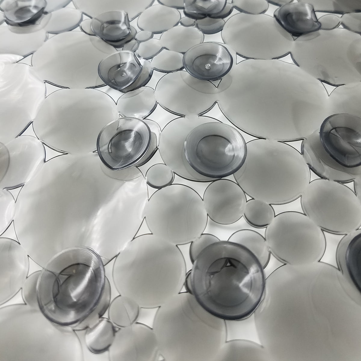 Gray PVC Non-Slip Square Shower Mat with Bubble Design