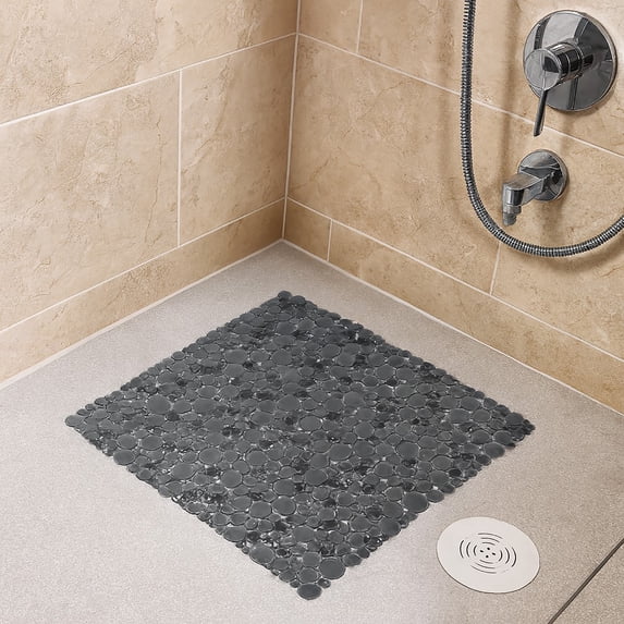 Bubbles Non-Slip Square Shower Mat Clear Gray 20″L X 20″W
