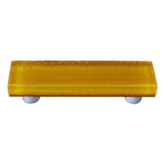 Bubbles Pumpkin Orange Rectangle Glass Cabinet Pull - Aluminum Post