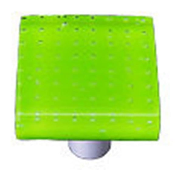 Bubbles Spring Green Square Glass Cabinet Knob - Aluminum Post