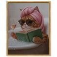 thumbnail image 1 of Bubbles and Cat Canvas Print Fun Bathroom Art by Art Remedy, Gold Frame, 36 x 45, 1 of 6