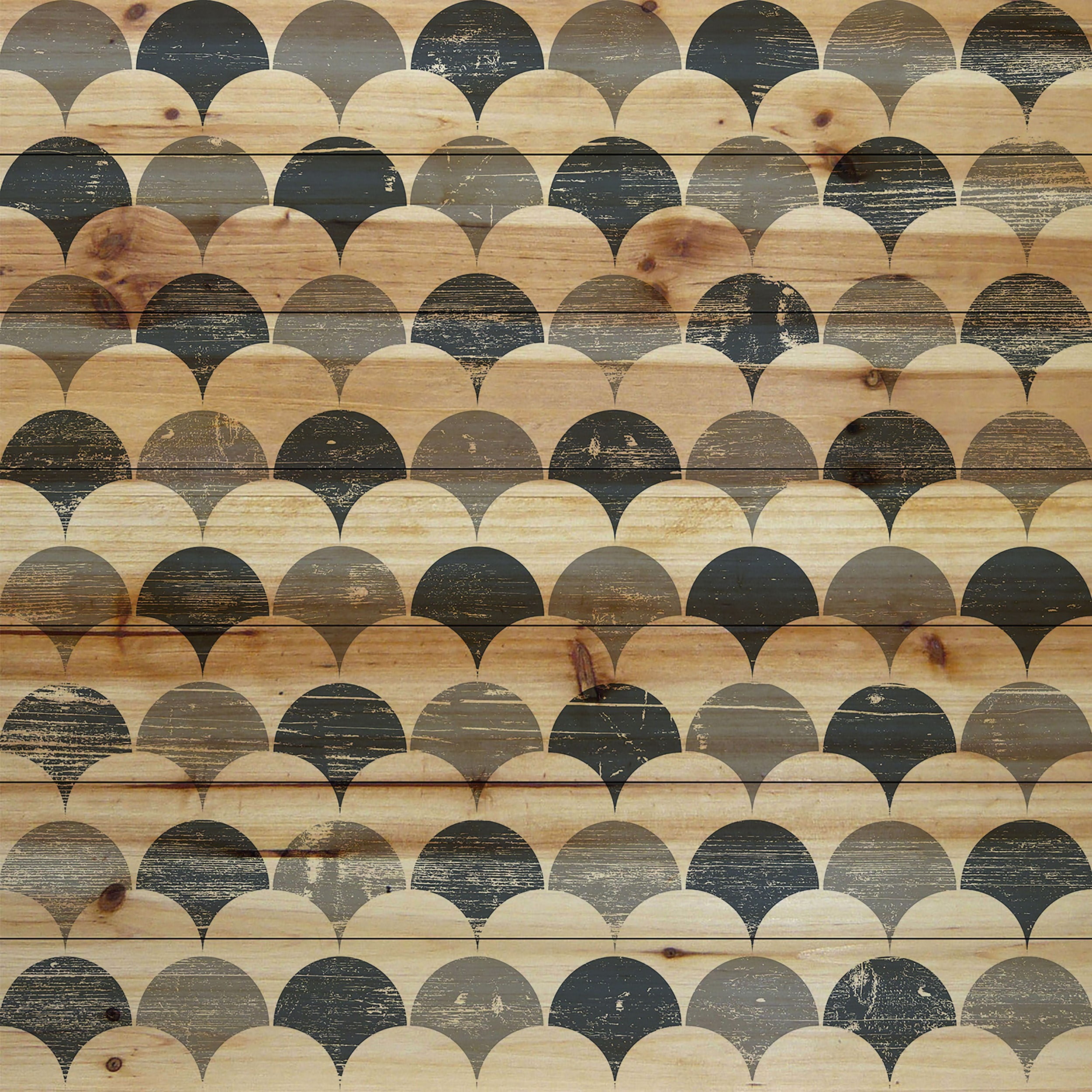 "Bubbles in Rows" Painting Print on Natural Pine Wood